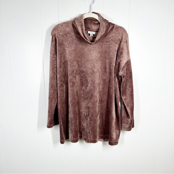 NWT Pure Jill Velvet Mock Neck Long Sleeve Mauve Top Medium - Picture 1 of 5